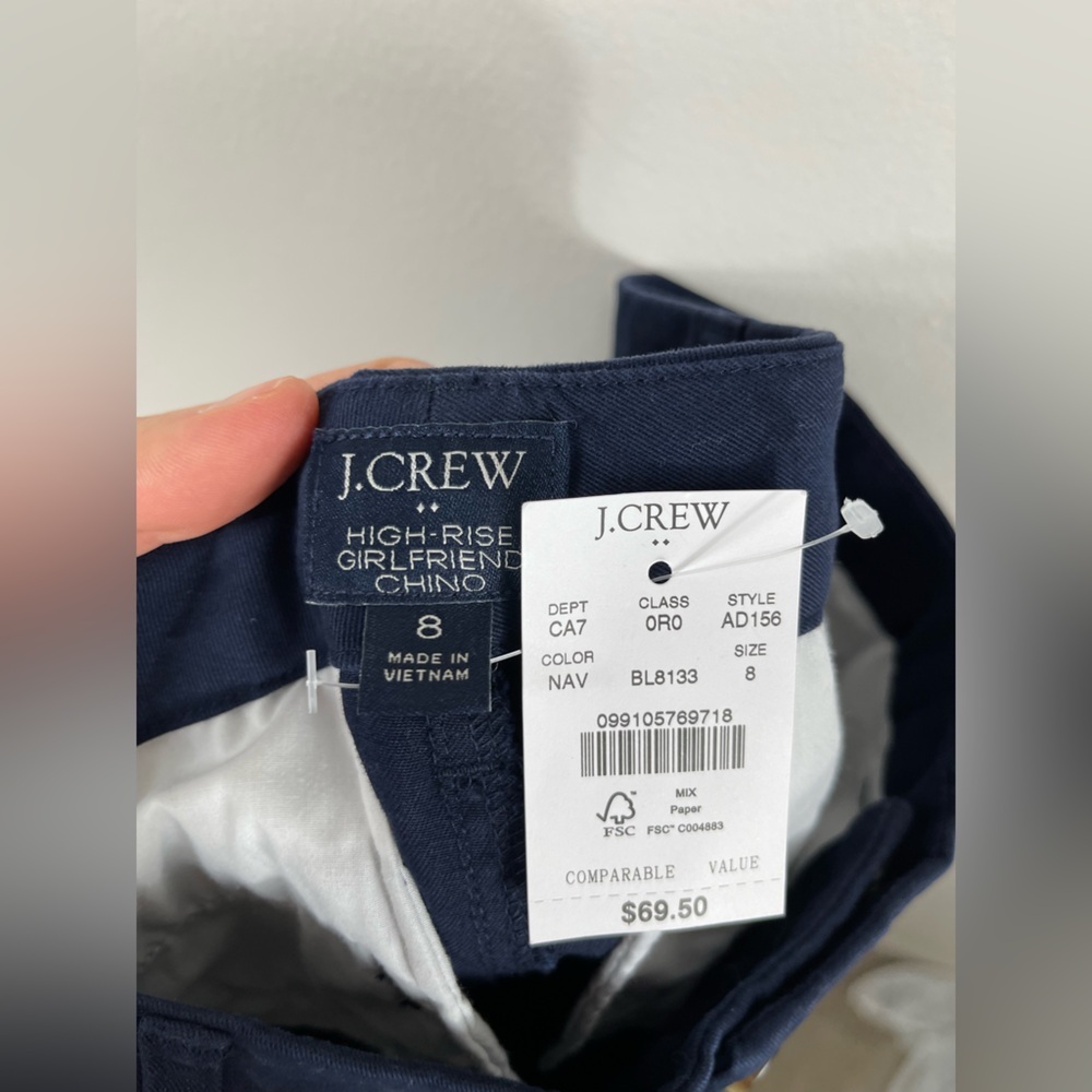 JCrew High-Rise Girlfriend Chino Pant Navy Blue Cotton Career Work Size 8 NWT - Picture 12 of 14